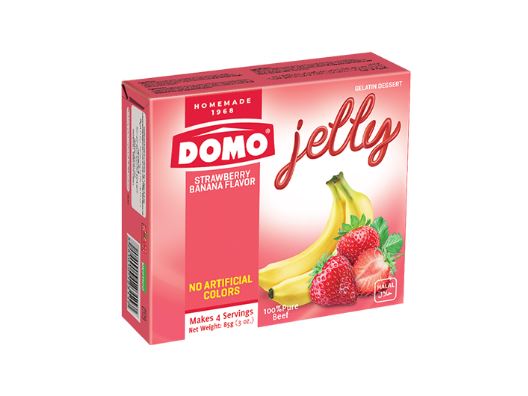 Domo Gelatin Dessert Beef Strawberry Banana Jelly 85G