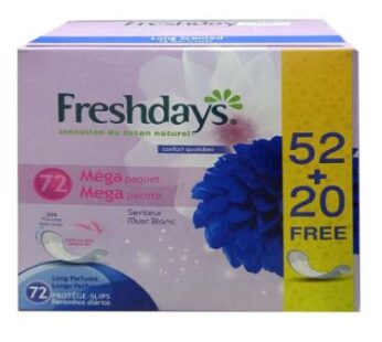 Freshdays Natural Cotton Feel Daily Pantyliners Long Scented Pack Mega 50+20 Free