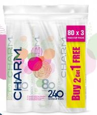 Charm Cotton 80 Pads Makeup Remover 2+1 Free