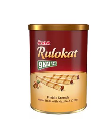 Ulker Rulokat Hazelnut Cream Wafer Rolls Can 170G