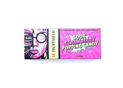 Le Professeur Sour Strawberry Popping Candy Chocolate Bar 33G