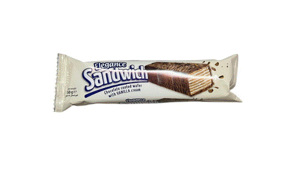 Elegance Sandwich Chocolate Coated Wafer With Vanilla Cream 50G