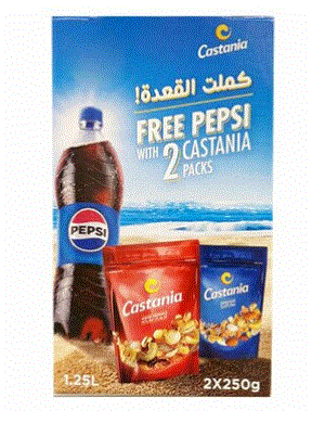 Castania Mixed Kernels 250G + Extra Nuts 250G + Pepsi 1.25L Offer