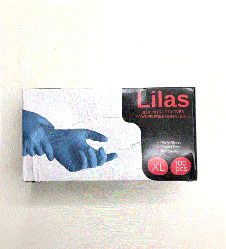 Lilas Blue Nitrile Gloves Powder Free X-Large 100 Pieces