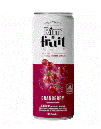 Rim Zero Added Sugar Sparkling Cranberry Can 330ML