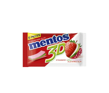 Mentos 3D Sugar Free Strawberry Gum 5PC